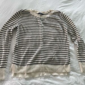 American Eagle Black and Cream Striped Sweater (S/P)